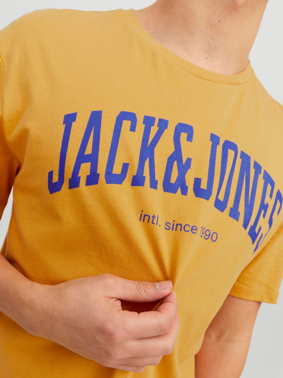 Jack & Jones Logo Ümmargune kaelus T-särk -Honey Gold - 12236514