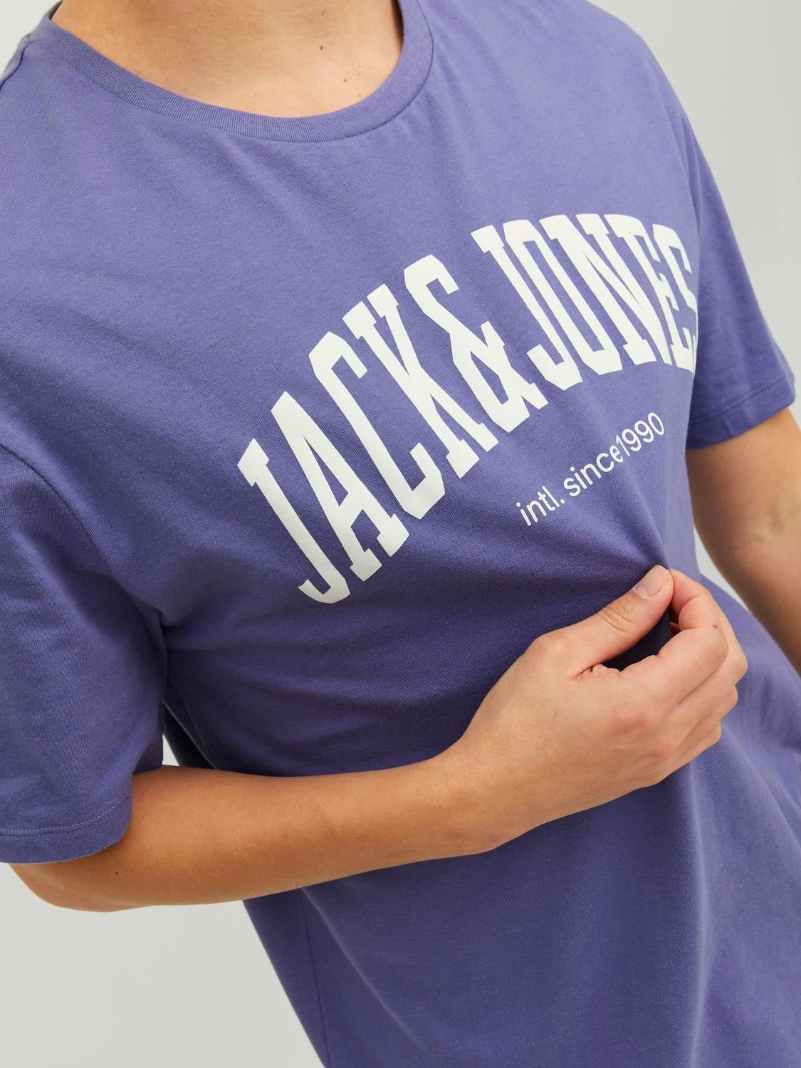 Buy Jack & Jones Men Purple Brand Logo Print Round Neck Better