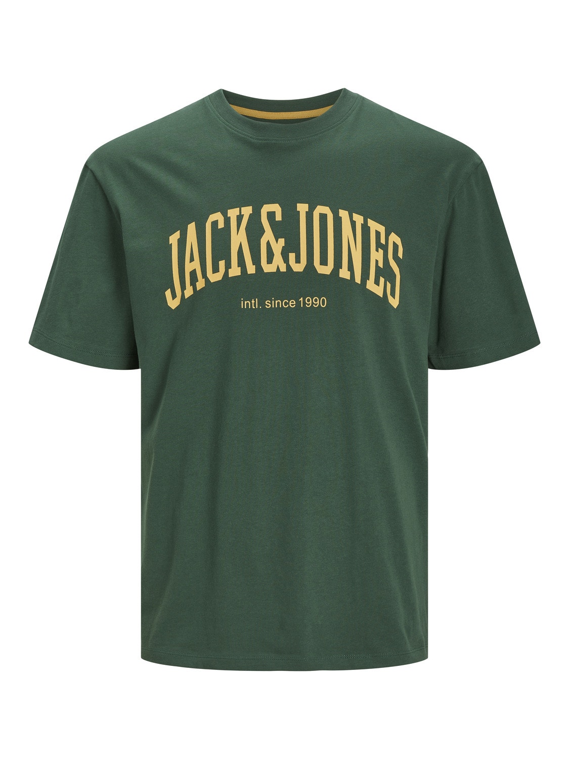 Jack & Jones Logo Ümmargune kaelus T-särk -Dark Green - 12236514