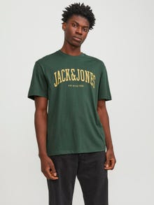 Jack & Jones Logo Kruhový výstřih Tričko -Dark Green - 12236514