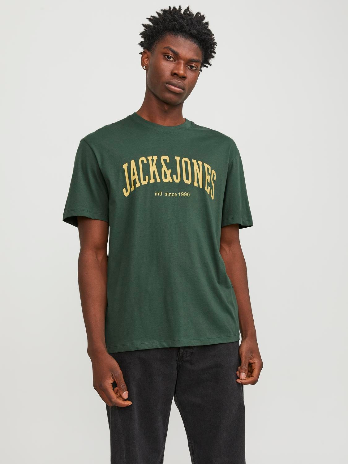Jack & Jones Logo Ronde hals T-shirt -Dark Green - 12236514