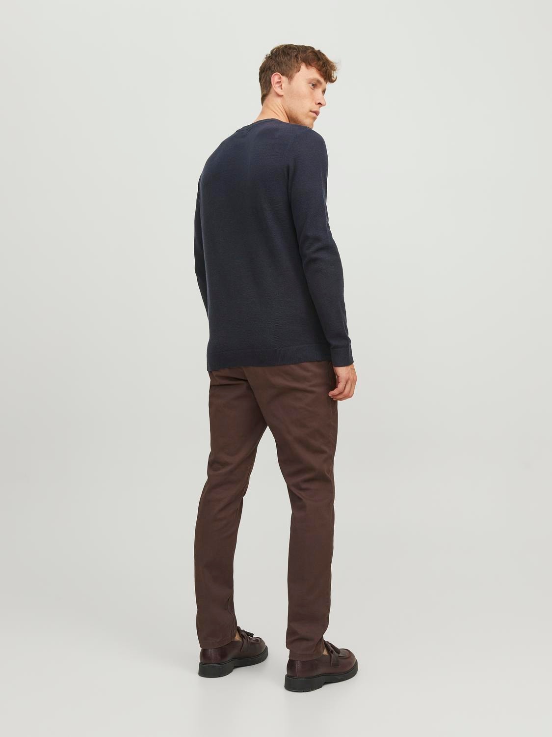 Jack & Jones Ensfarvet Striktrøje med rund hals -Black - 12236766