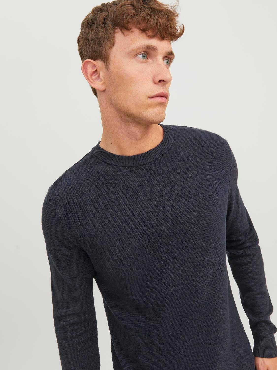 Jack & Jones Enfärgat Crewneck Stickad tröja -Black - 12236766