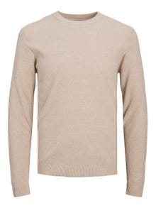 Jack & Jones Enfärgat Crewneck Stickad tröja -Crockery - 12236766