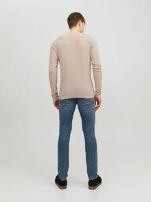 Jack & Jones Enfärgat Crewneck Stickad tröja -Crockery - 12236766