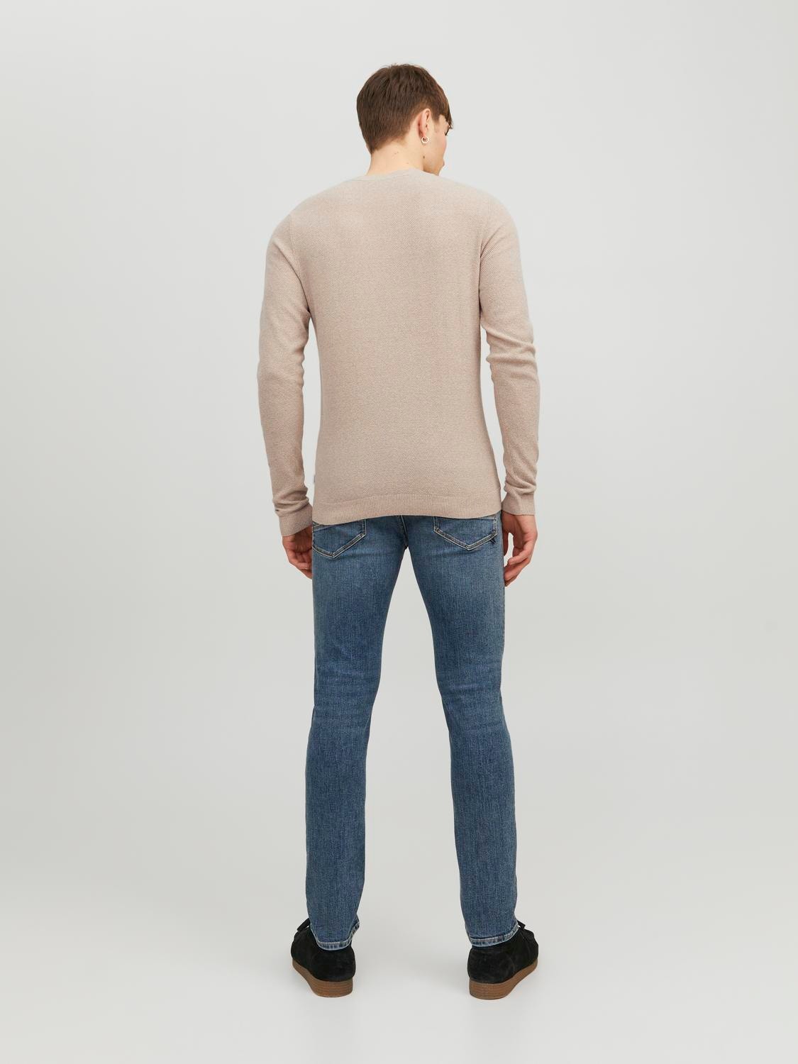 Jack & Jones Enfärgat Crewneck Stickad tröja -Crockery - 12236766