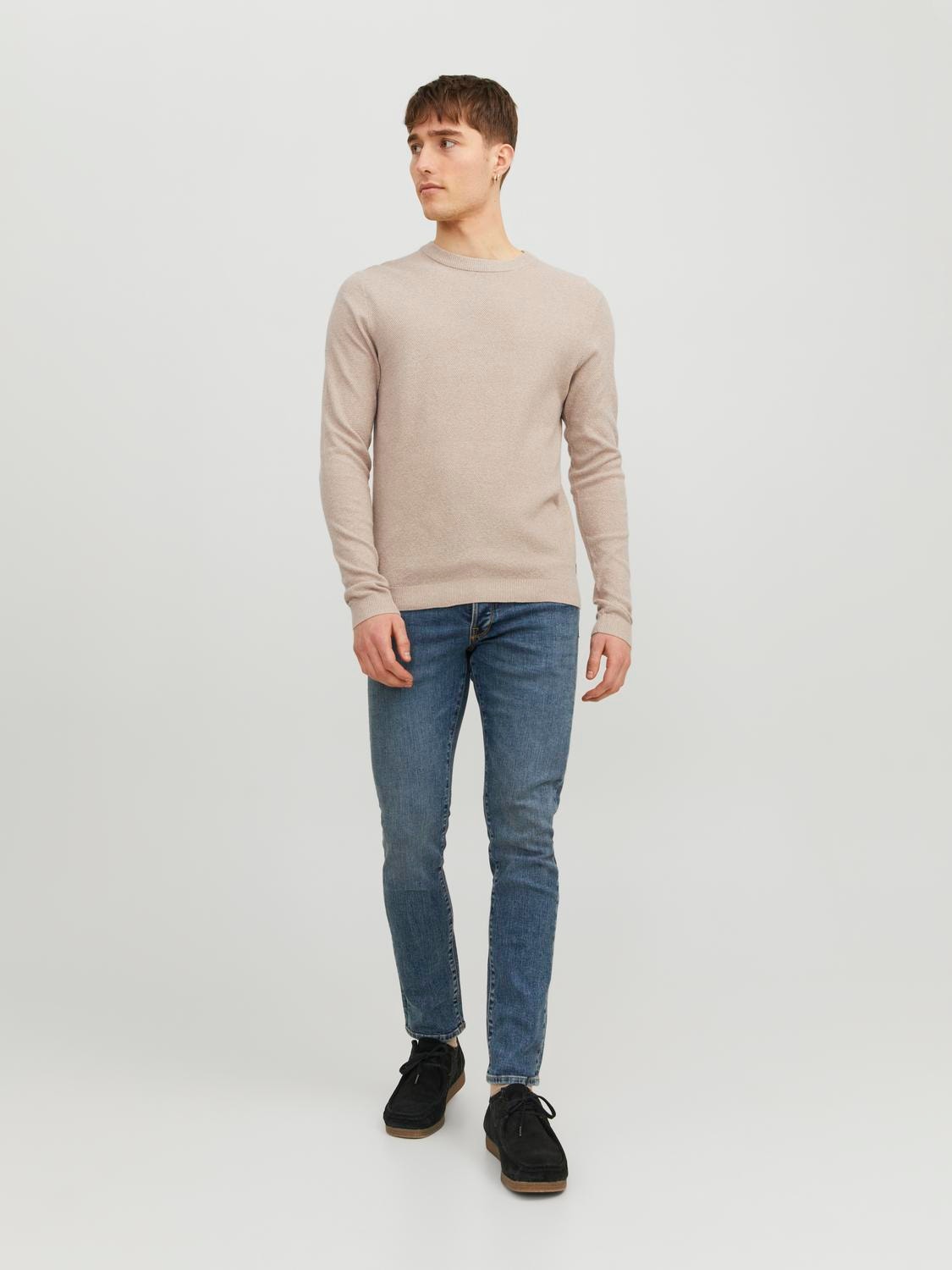 Jack & Jones Bez vzoru Svetr s okrouhlým výstřihem -Crockery - 12236766