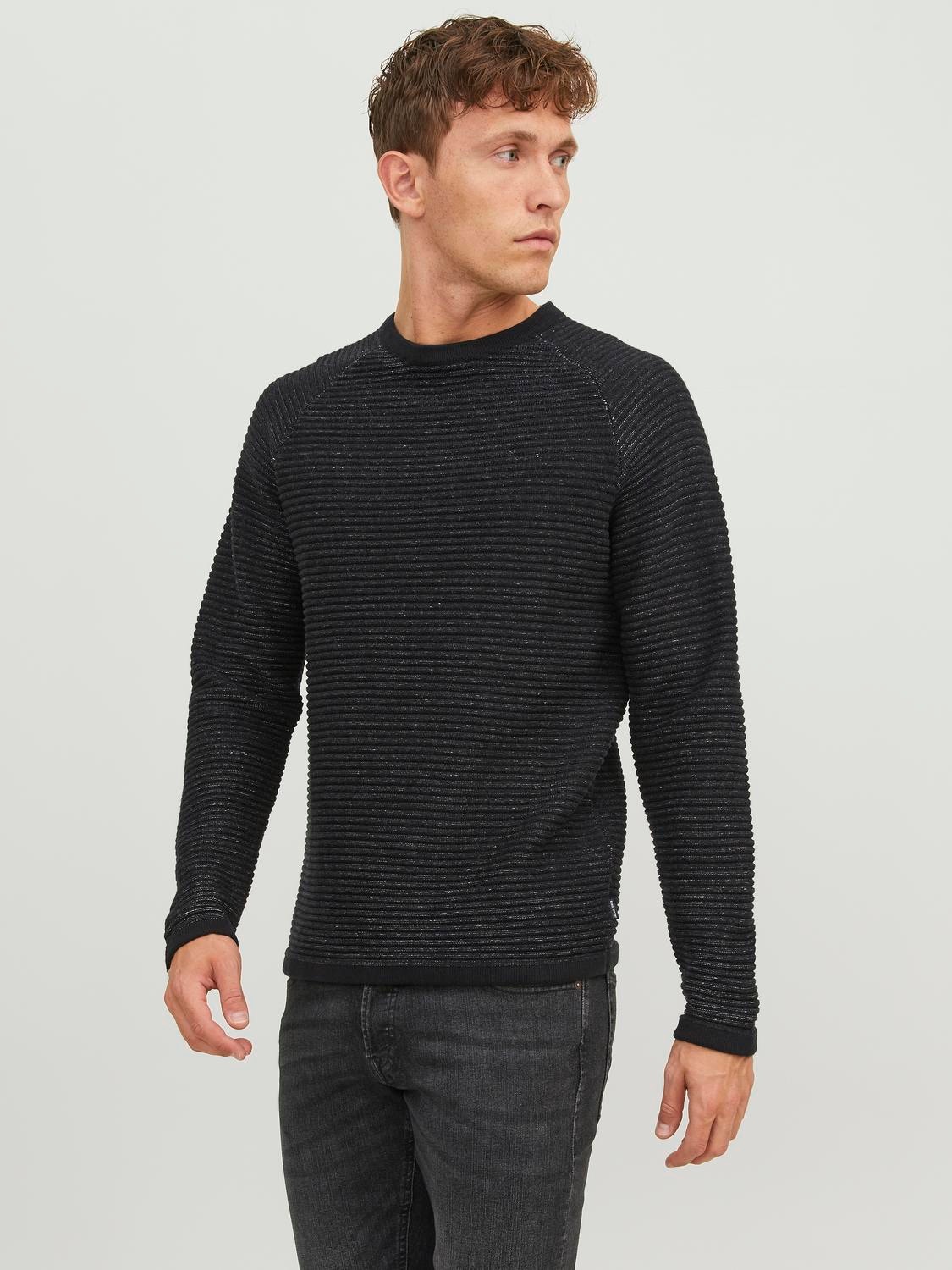 Jack & Jones Melanž Svetr s okrouhlým výstřihem -Black - 12236772