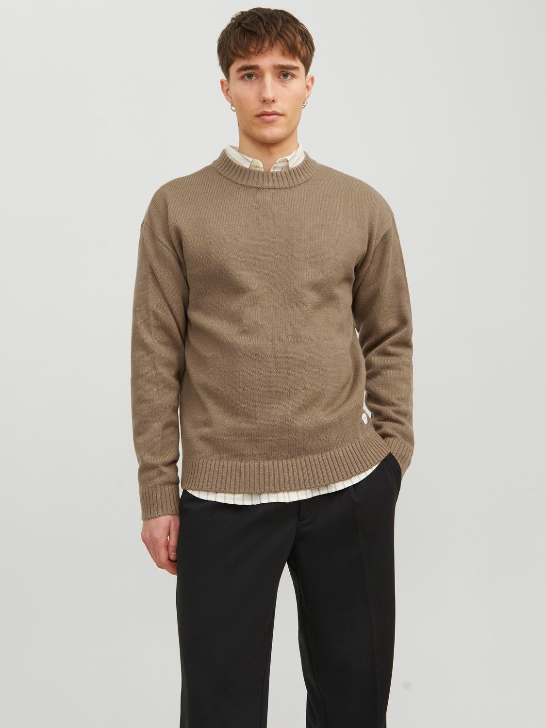 Jack & Jones Ühevärviline Meeskonnakaelusega džemper -Otter - 12236774