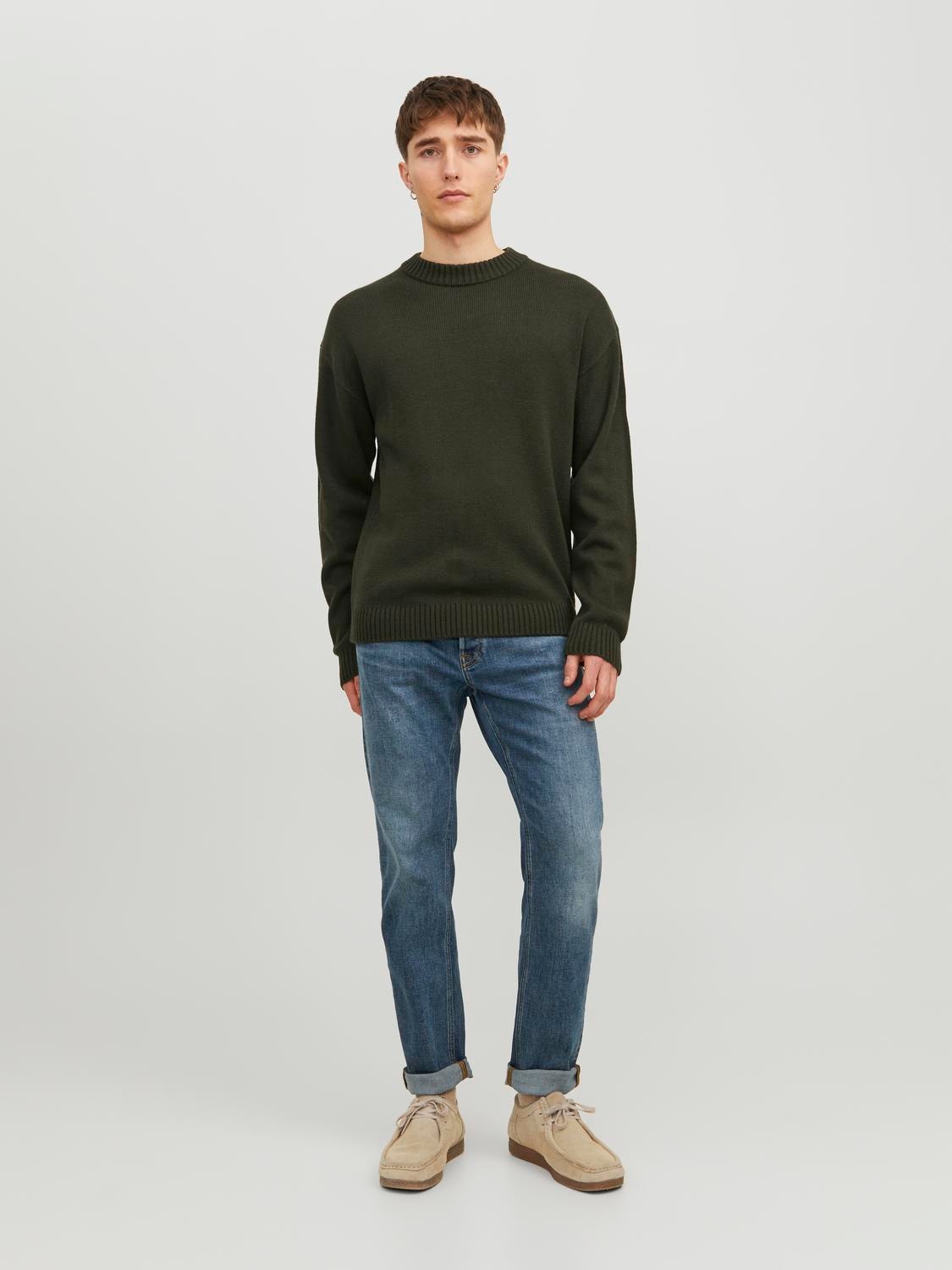 Jack & Jones Ensfarvet Striktrøje med rund hals -Rosin - 12236774