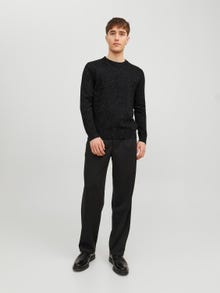 Jack & Jones Melange Striktrøje med rund hals -Black - 12236792