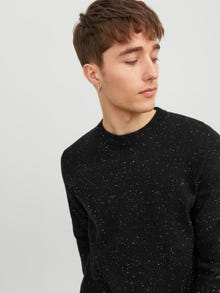 Jack & Jones Melange Striktrøje med rund hals -Black - 12236792