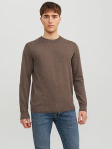 Jack & Jones Melange Gebreide trui met ronde hals -Seal Brown - 12236792