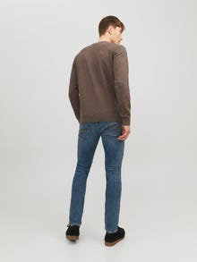 Jack & Jones Melanż Sweter z dzianiny z okrągłym dekoltem -Seal Brown - 12236792