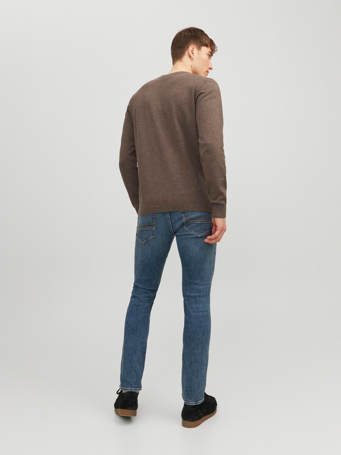 Jack & Jones Melanż Sweter z dzianiny z okrągłym dekoltem -Seal Brown - 12236792