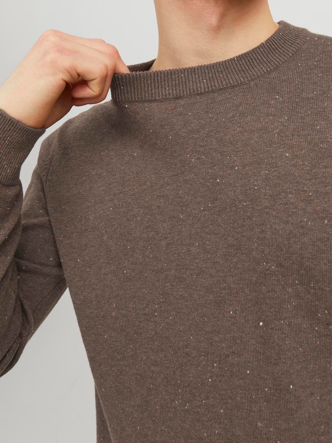 Jack & Jones Melanż Sweter z dzianiny z okrągłym dekoltem -Seal Brown - 12236792