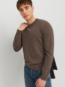 Jack & Jones Melanż Sweter z dzianiny z okrągłym dekoltem -Seal Brown - 12236792