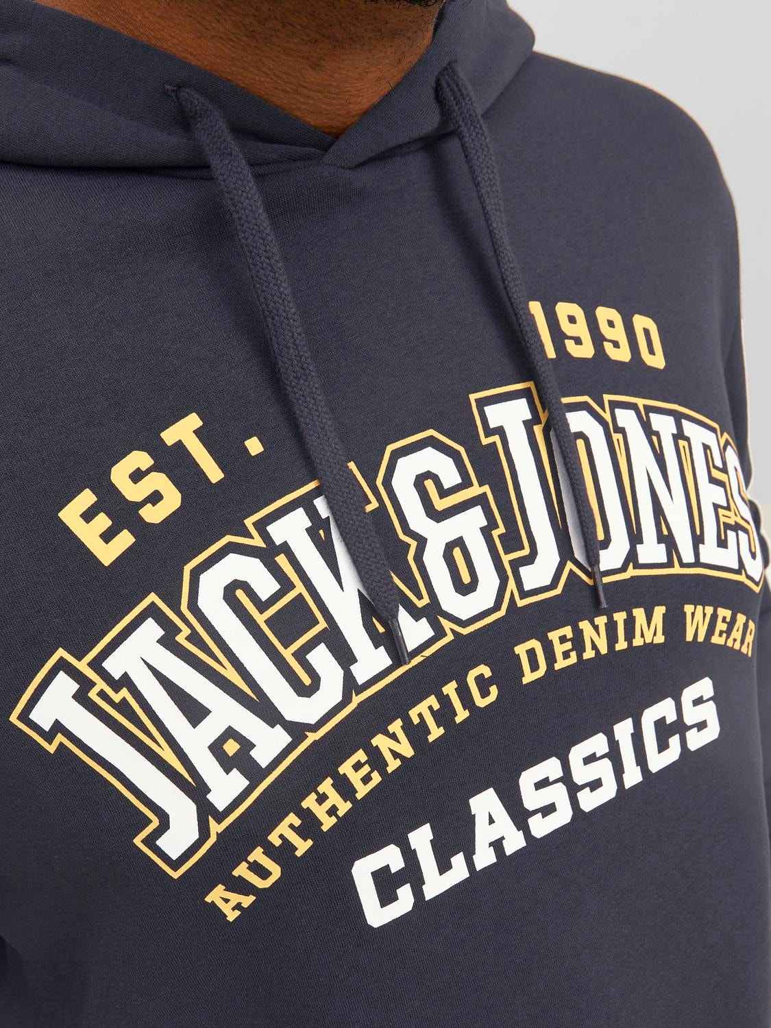 Jack & Jones Plus Size Logotipas Megztinis su gobtuvu -Dark Navy - 12236803