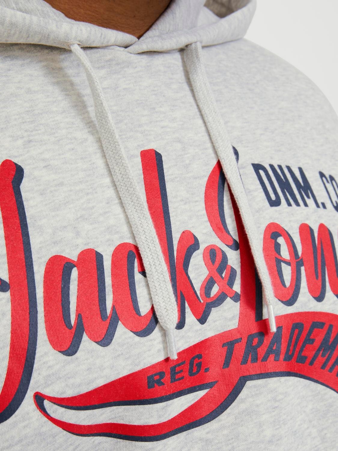 Jack & Jones Plus Size Logo Hoodie -White Melange - 12236803