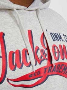 Jack & Jones Plus Size Sudadera con capucha Logotipo -White Melange - 12236803