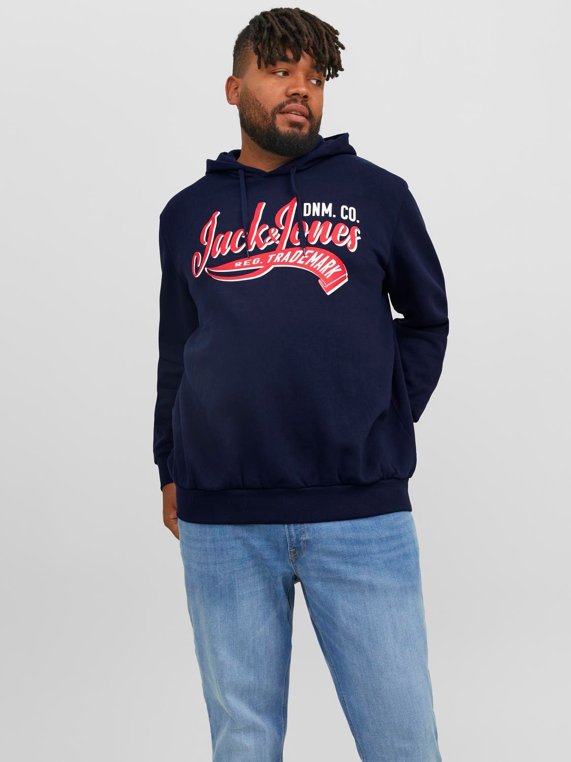 Jack & Jones Plus Size Z logo Bluza z kapturem -Navy Blazer - 12236803