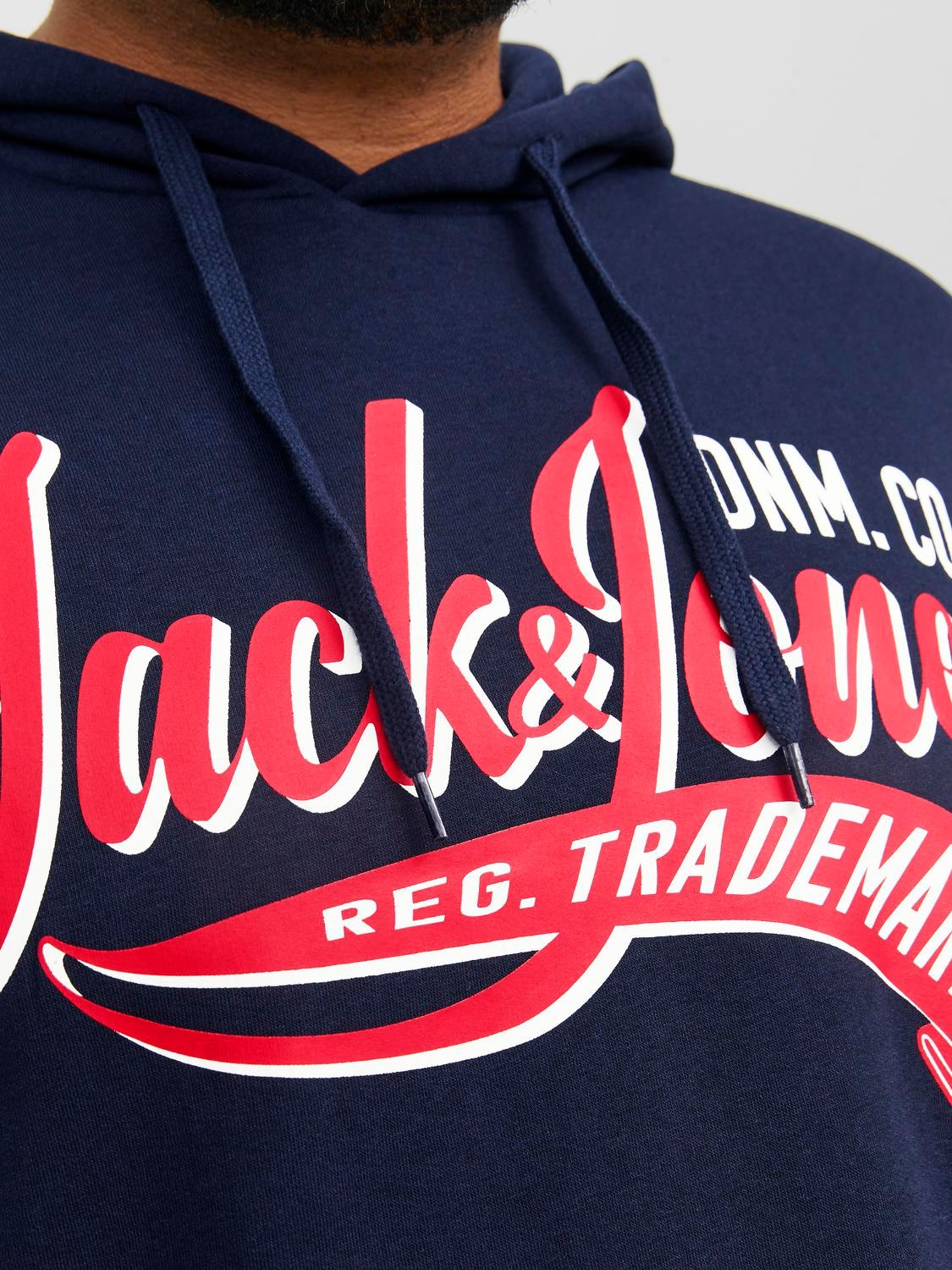 Jack & Jones Plus Size Logo Hoodie -Navy Blazer - 12236803
