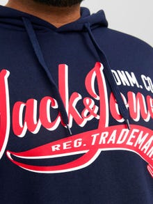 Jack & Jones Plus Size Logotipas Megztinis su gobtuvu -Navy Blazer - 12236803