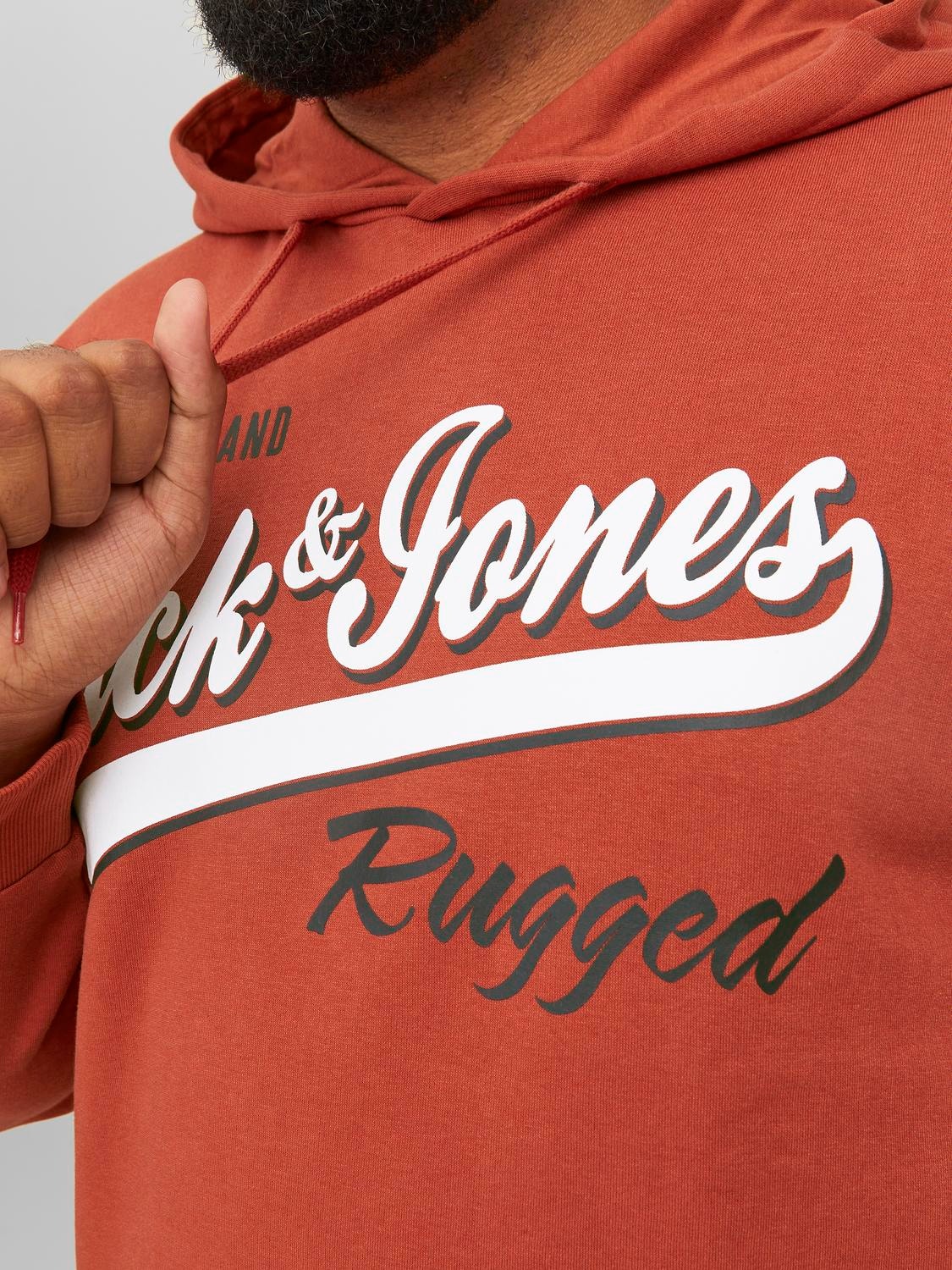 Jack & Jones Plus Size Z logo Bluza z kapturem -Cinnabar - 12236803