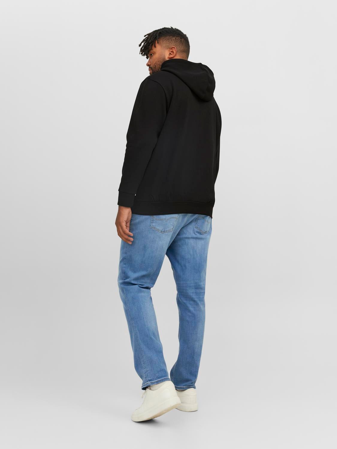 Plus Size Printed Hoodie | Black | Jack & Jones®