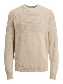 Jack & Jones Bez vzoru Svetr s okrouhlým výstřihem -Oatmeal - 12236810