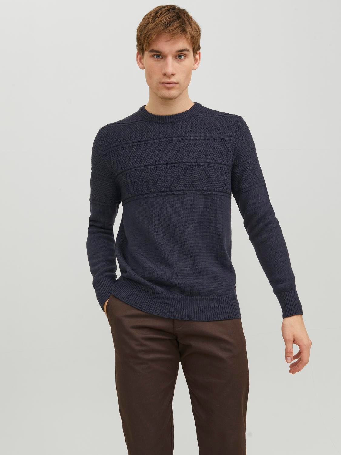 Jack & Jones Ensfarvet Striktrøje med rund hals -Salute - 12236810