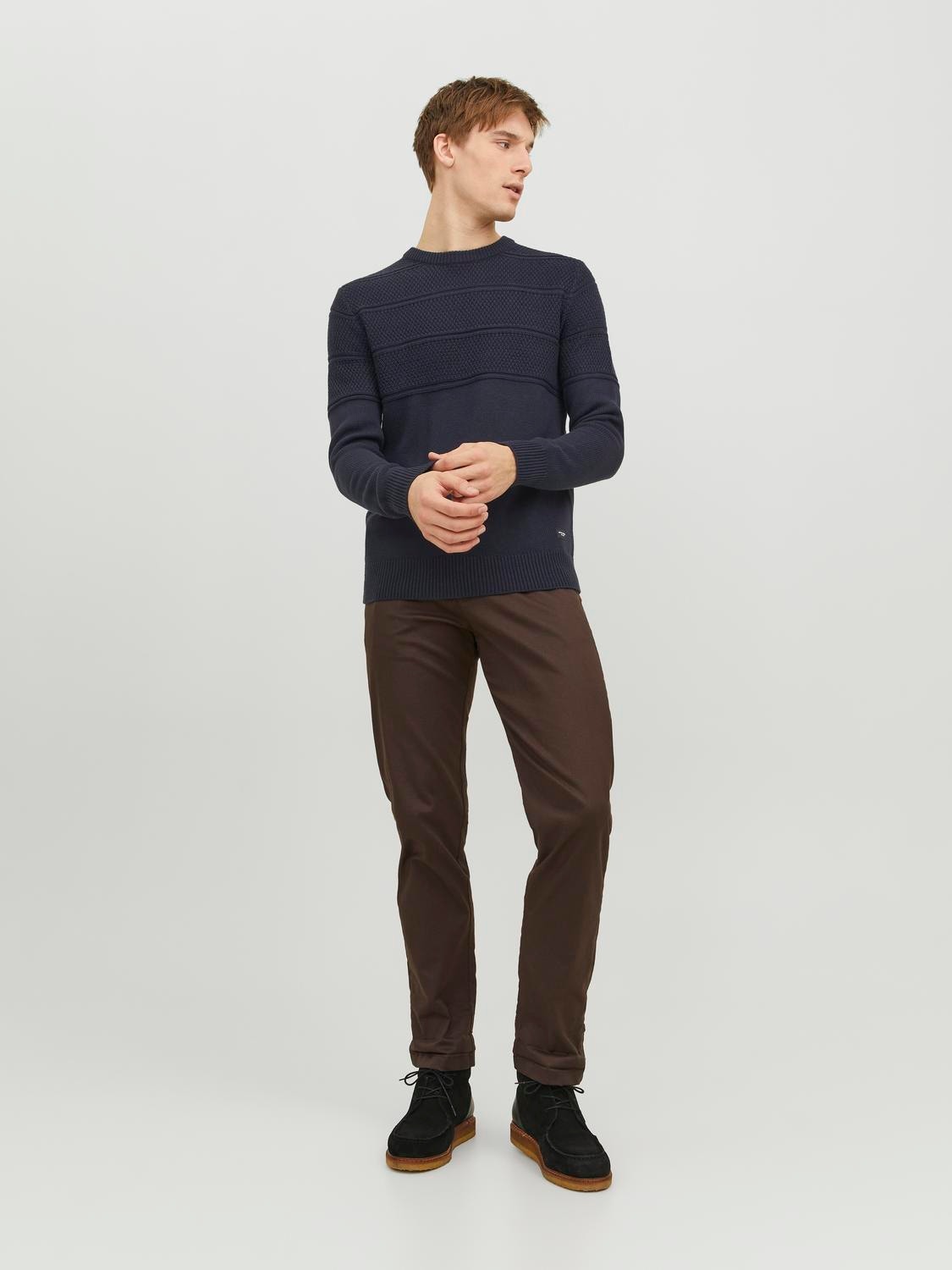 Jack & Jones Ensfarvet Striktrøje med rund hals -Salute - 12236810