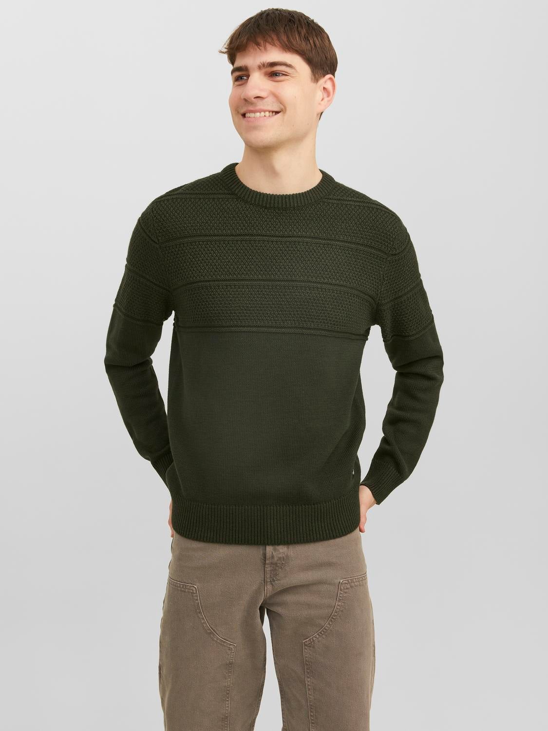 Einfarbig Strickpullover