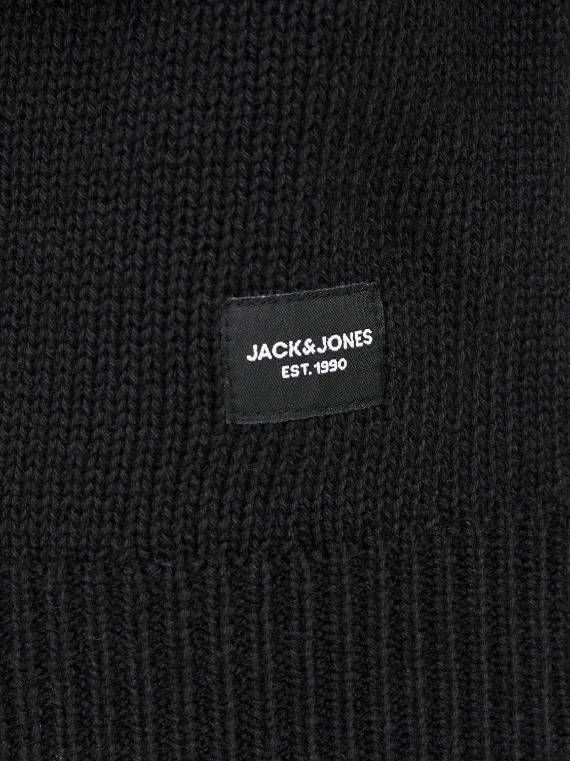 Jack & Jones Ensfarvet Striktrøje med rund hals -Black - 12236810