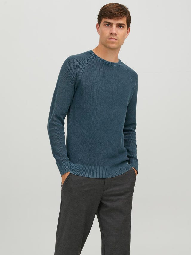 Jack & Jones Gładki Sweter z dzianiny z okrągłym dekoltem - 12236815