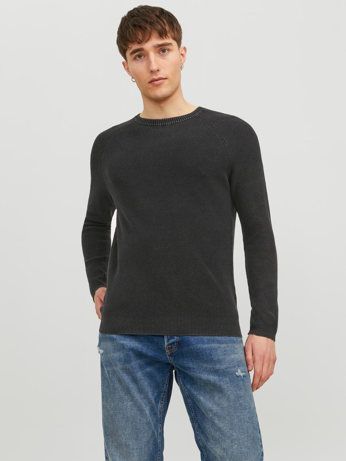 Jack & Jones Bez vzoru Svetr s okrouhlým výstřihem -Caviar - 12236815