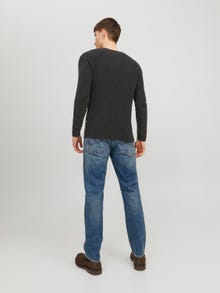 Jack & Jones Ensfarvet Striktrøje med rund hals -Caviar - 12236815