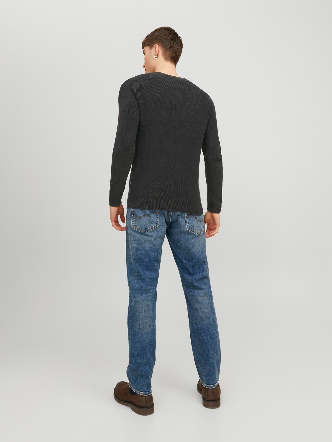 Jack & Jones Plain Crew Neck Jumper -Caviar - 12236815