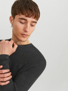 Jack & Jones Ensfarvet Striktrøje med rund hals -Caviar - 12236815