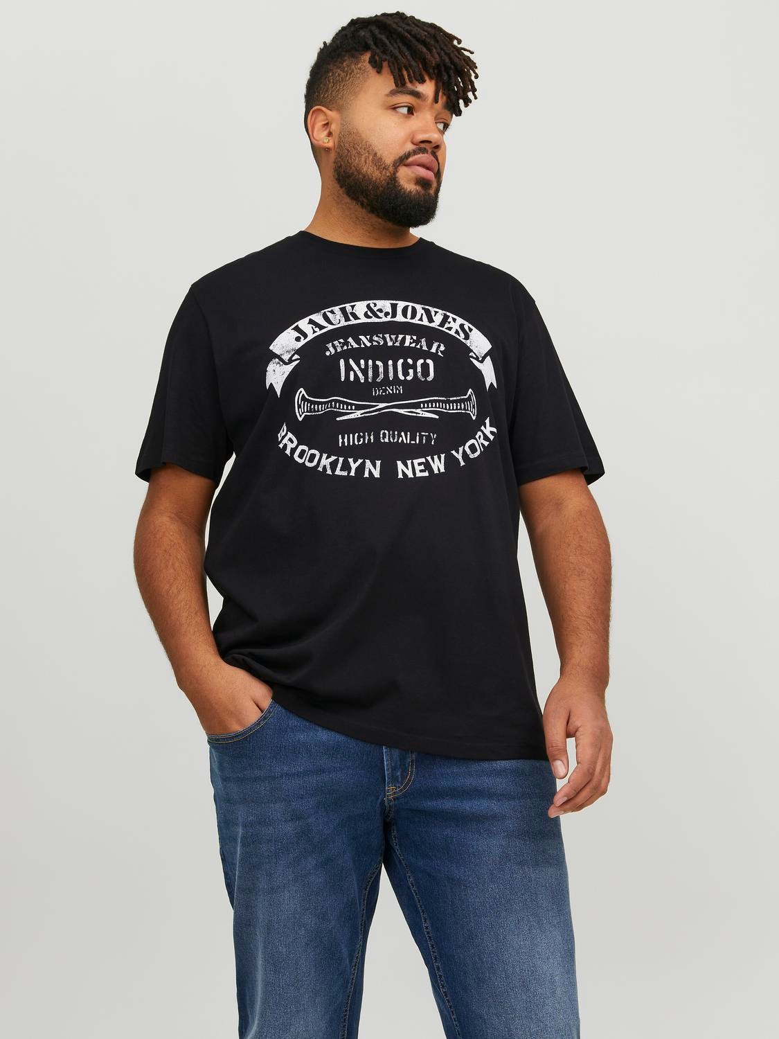 Jack & Jones Plus Size Printed T-shirt -Black - 12236899