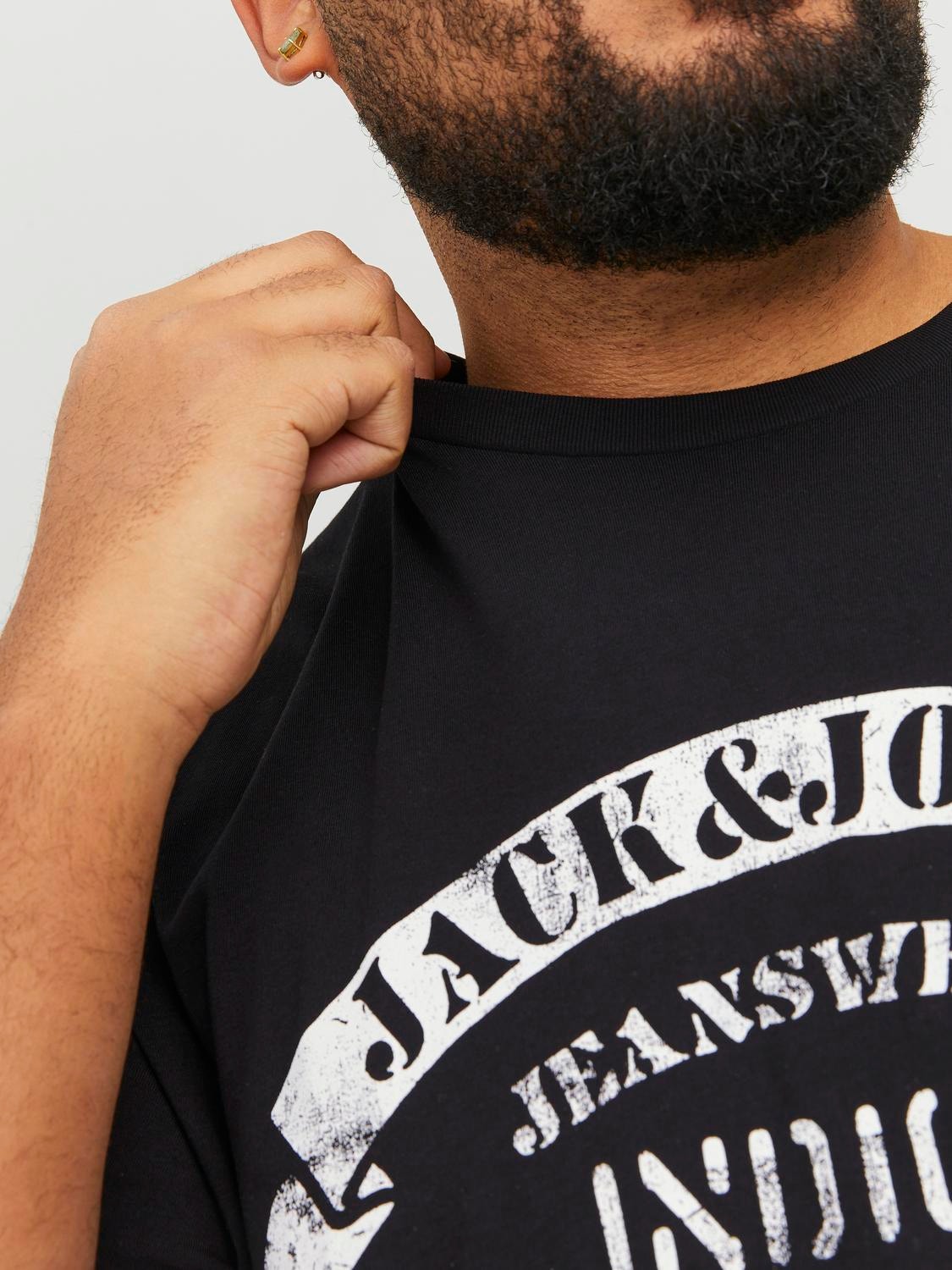 Jack & Jones Plus Size Camiseta Estampado -Black - 12236899
