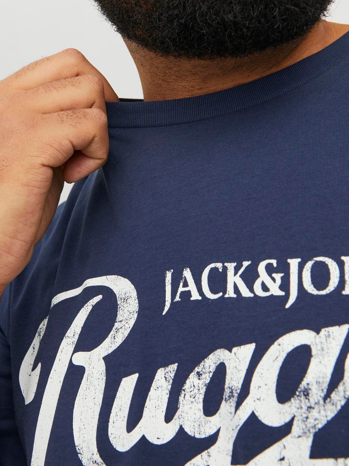 Jack & Jones Plus Size Gedruckt T-shirt -Mood Indigo - 12236899