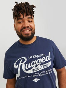 Jack & Jones Plus Size Gedrukt T-shirt -Mood Indigo - 12236899