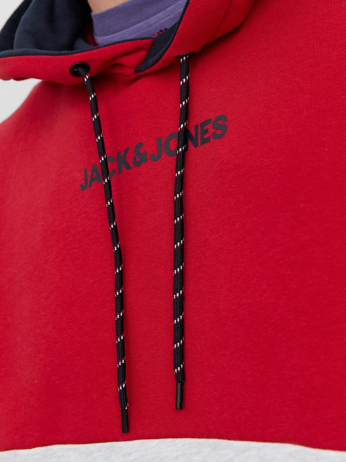 Jack & Jones Plus Size Sweat à capuche Effet colour block -Tango Red - 12236900