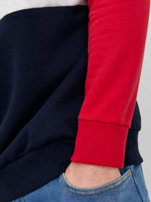 Jack & Jones Plus Size Spalvų blokai Megztinis su gobtuvu -Tango Red - 12236900