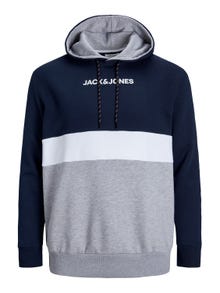 Jack & Jones Plus Barevný blok Mikina s kapucí -Navy Blazer - 12236900