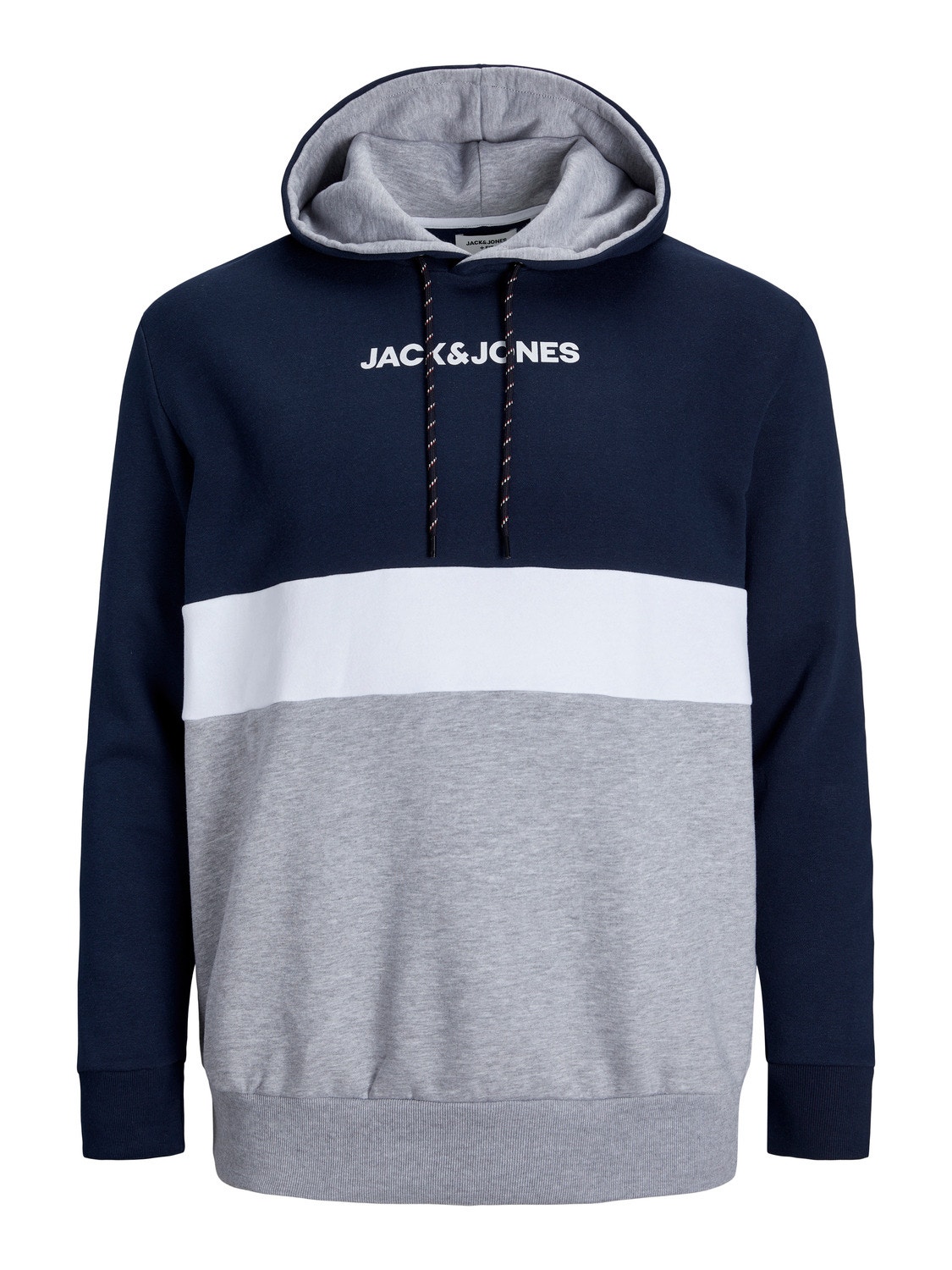 Jack & Jones Plus Barevný blok Mikina s kapucí -Navy Blazer - 12236900