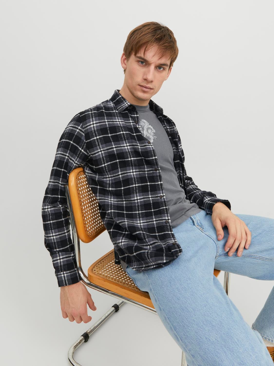 Jack & Jones Slim Fit Checked shirt -Ombre Blue - 12237039