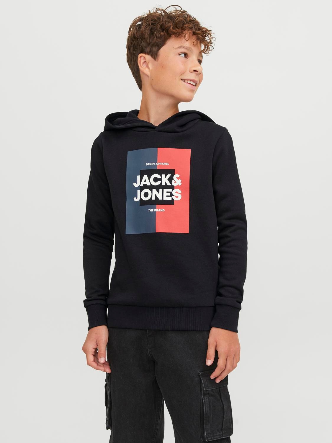 Jack & Jones Logo Hoodie Voor jongens -Black - 12237105