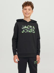 Jack & Jones Logo Hoodie For boys -Black - 12237172